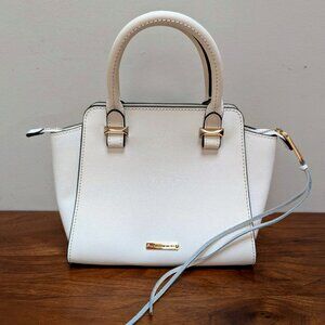 Rebecca Minkoff Avery Mini Tote Crossbody white leather